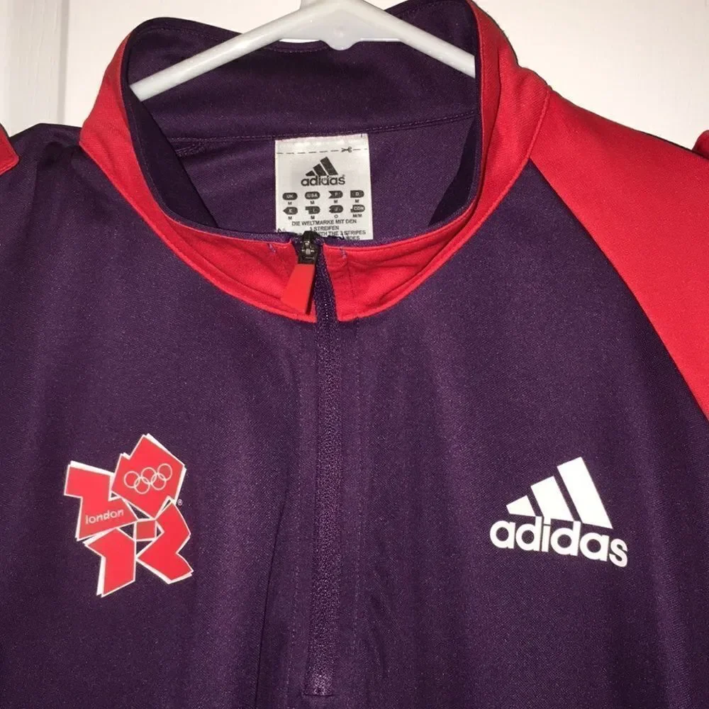 Adidas London 2012 Olympics Red Military Technical Polo Shirt Management Team M